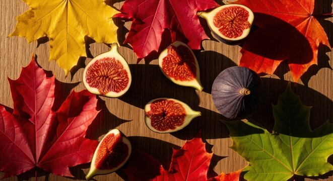 Fresh Figs and Autumn Leaves