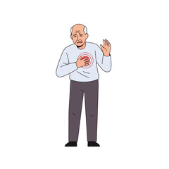 Obraz premium Elderly Man Suffering Chest Pain, Heart Attack Symptom, Medical Emergency