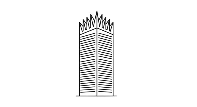 Vector illustration of a burning skyscraper building