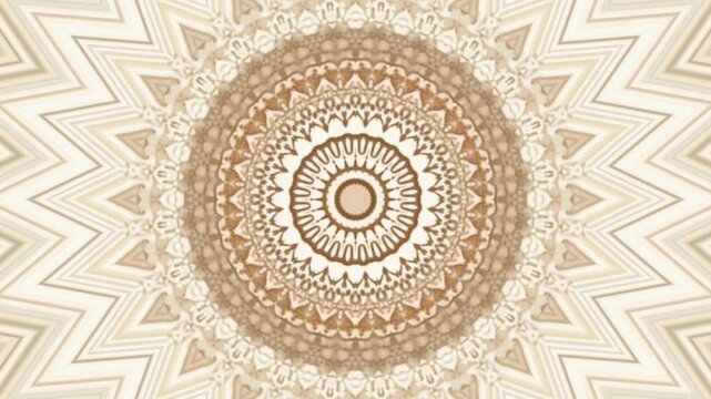 Brown and beige mandala pattern with geometric shapes