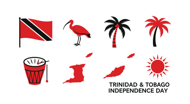 Red and black icons for Trinidad  Tobago Independence Day celebration