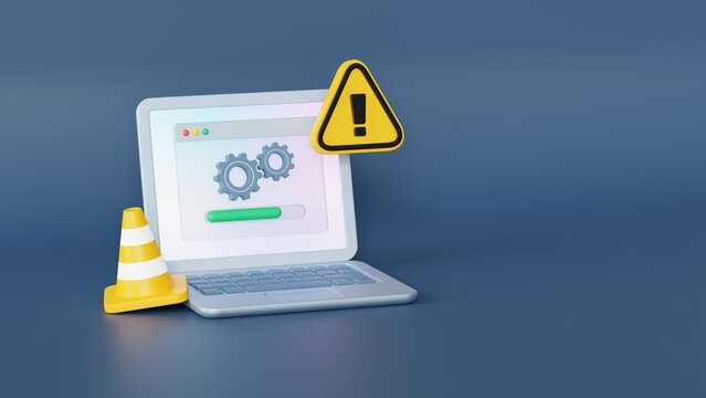 System update, installing new version, update process 3d illustration