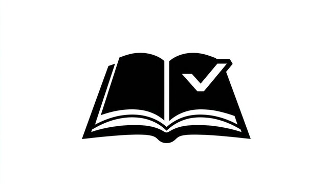 Graphic depicts an open book with pages visible, topped by a bold check mark symbol
