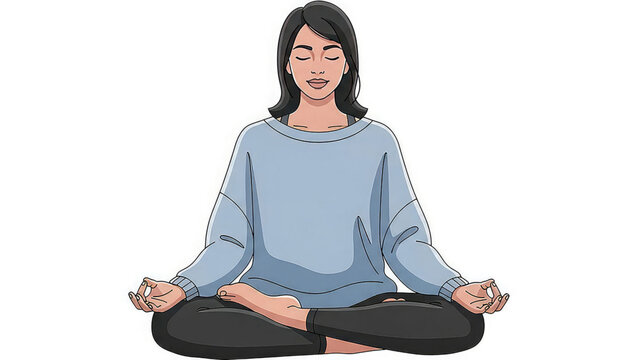 A serene woman meditating in a peaceful yoga pose