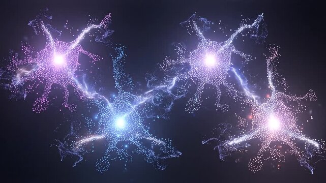 Artistic depiction of interconnected neurons, glowing dots and lightning bolts against a dark background