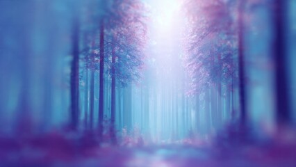 Fototapeta premium Enchanted Blue Forest with Glowing Light and Mystical Atmosphere
