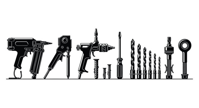 Set of 16 power tool and drill icons vector