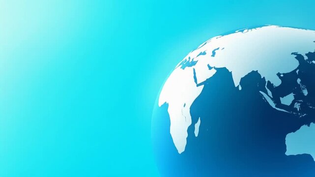A 3D rendered globe, partially visible, against a gradient blue background with soft lighting