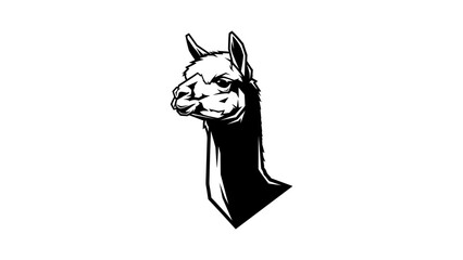 Fototapeta premium Graphic black and white llama portrait on white background
