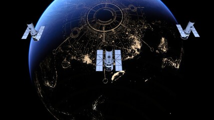 人工衛星と地球　3DCGレンダリング © tsuneomp