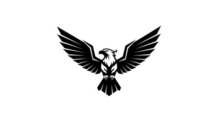 Fototapeta premium Majestic eagle silhouette with spread wings on white background