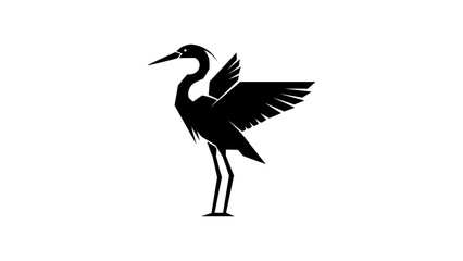 Fototapeta premium Silhouette of a stylized crane with open wings in minimalist design