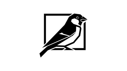 Obraz premium Geometric bird design in monochrome square frame