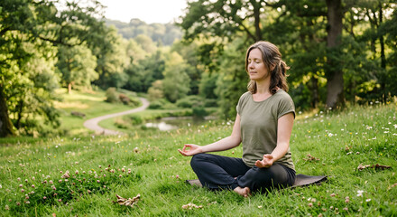 Obraz premium Peaceful meditation in green park