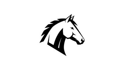 Fototapeta premium Bold black and white silhouette of horse head design on white background