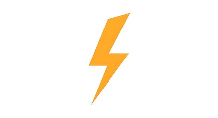 Bright yellow, stylized lightning bolt against a pristine white background