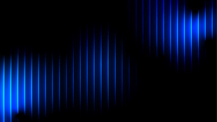 Blue dark navy cyan 3D abstract background with narrow vertical glass rays. Iridescent fractal...