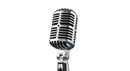 Fototapeta premium Classic silver vintage microphone on a white background, isolated and detailed