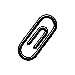 Obraz premium Black and white paperclip icon vector office stationery symbol for education and business documents