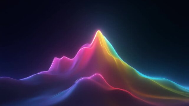 A stylized image of flowing, abstract waves in neon colors against a dark background