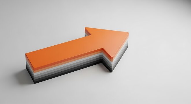 A large orange arrow pointing to the right with a black outline on a white surface