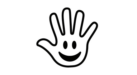 Obraz premium Smiling Hand Vector Illustration, Friendly Gesture Graphic, Icon for Communication and Welcome, Simple Line Art Style, White Background