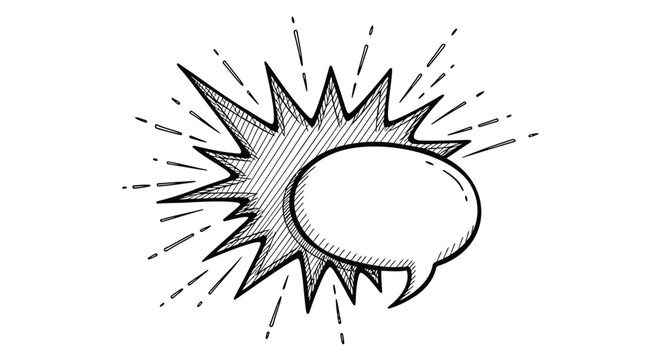 Comic speech bubble vector icon with explosion effect