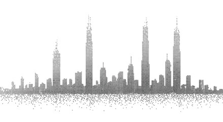 Obraz premium City skyline vector illustration, gray buildings, urban landscape