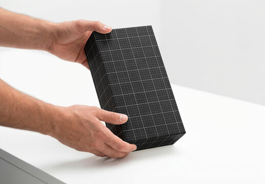 Rectangular Multipurpose Box Being Hold Mockup