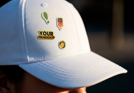 Pin on Baseball Cap Mockup