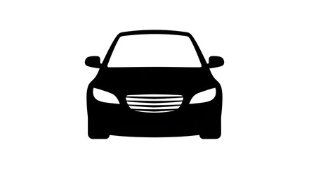 Obraz premium Front view of a sleek, black silhouette car on a white background