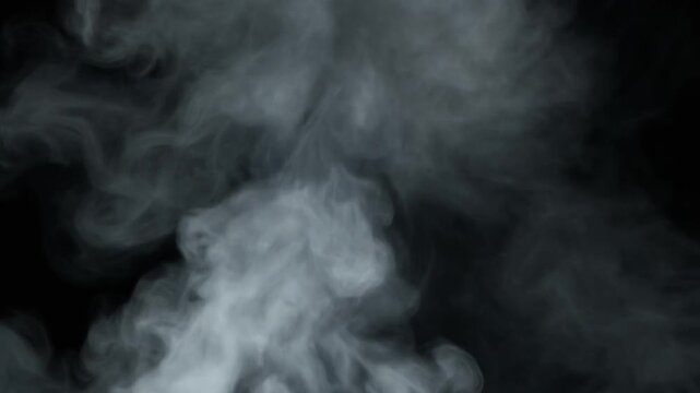 Gray smoke fog isolated on dark background