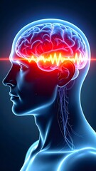 Obraz premium Human brain experiencing high activity, illuminated with vibrant neural signals