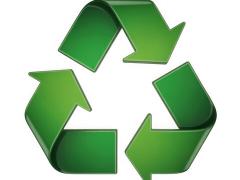 Three green recycling arrows symbolizing sustainability and eco-friendliness