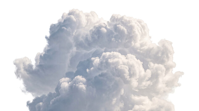 Voluminous, fluffy cumulus cloud formation isolated PNG on transparent background, a dynamic element for weather, sky, and atmospheric designs