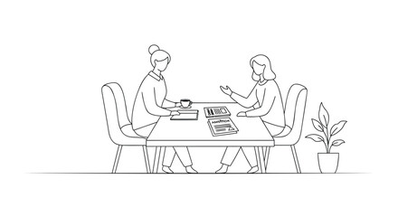 Obraz premium Vector illustration of two people sitting at a table