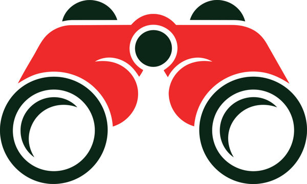 Red Binoculars Isolated on White Background