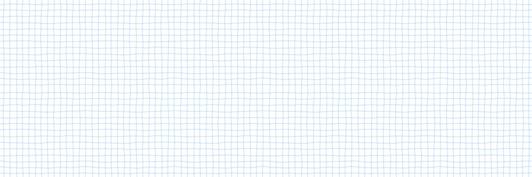 Grid Line Hand Drawn Pattern. Notebook Paper Checkered Texture. School Background with Blue and White Doodle Squares. Y2K Sketchy Hand Drawn Line Bg.