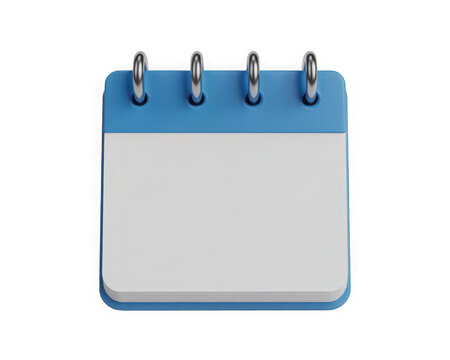 A simple and modern calendar with a blue and white color scheme open to a blank page