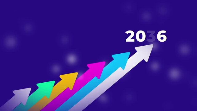 Colorful arrows ascending to 2036 future growth concept