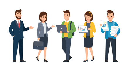 Obraz premium Diverse business professionals collaborating with technology and papers