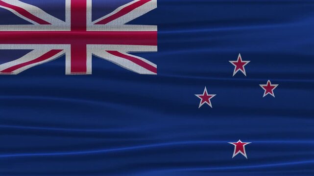 New Zealand flag waving in the wind with high quality fabric texture