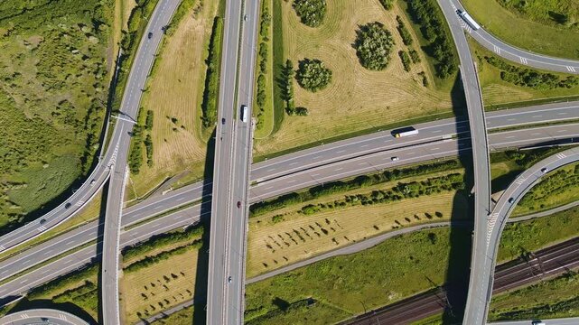 Crossroads Of Rail And Road. Multimodal Transportation Center At Crossing Of Highways And Railways