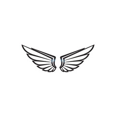 Fototapeta premium Black and white illustration of a pair of wings spread wide on isolated symbolizing freedom and flight