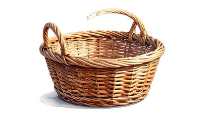 Obraz premium Wicker Basket with Handles - A Rustic and Practical Container.