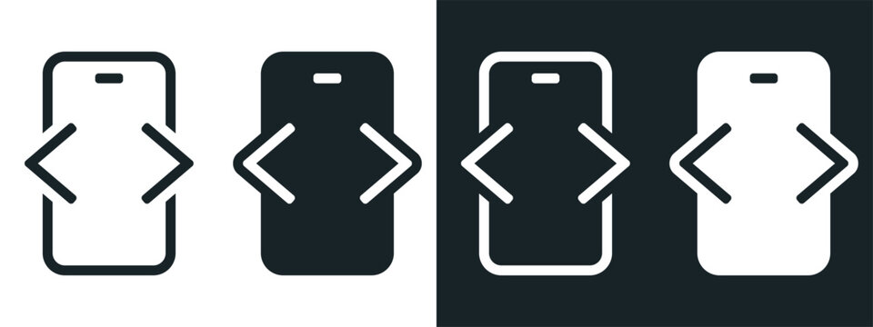 Smartphone Coding Icon with Code Brackets on Screen. Mobile App Development.  Vector Illustration