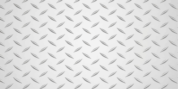 Industrial seamless silver diamond plate texture featuring a metallic steel pattern on a gray aluminum surface for use as a heavy-duty material backdrop or wallpaper