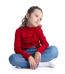 Autism. Little girl with ASD on white background