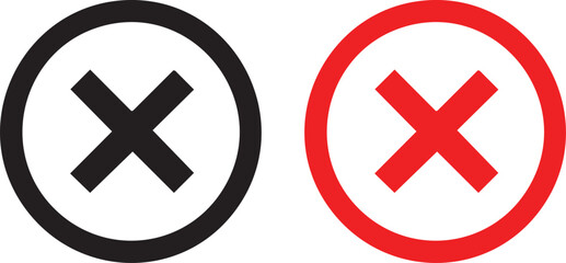 Fototapeta premium Red and black circles with x marks inside