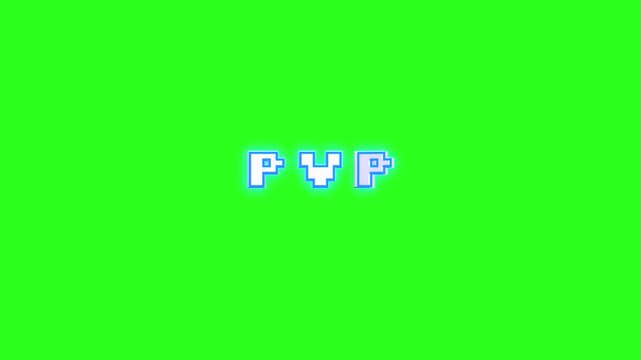 PVP 3D style text message spinning animation on green background